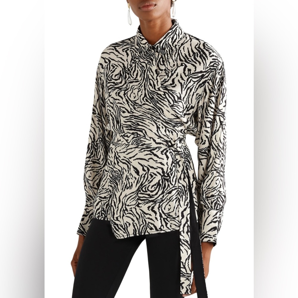 Proenza Schouler Zebra-Printed Wrap Blouse